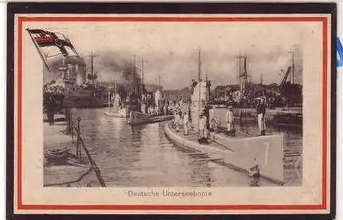 53897 Feldpost Ak Deutsche Unterseeboote mit Marineschiffspoststempel 1917