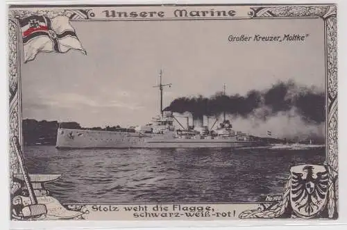 90271 Militär AK Großer Kreuzer 'Moltke' der deutschen kaiserlichen Marine 1914