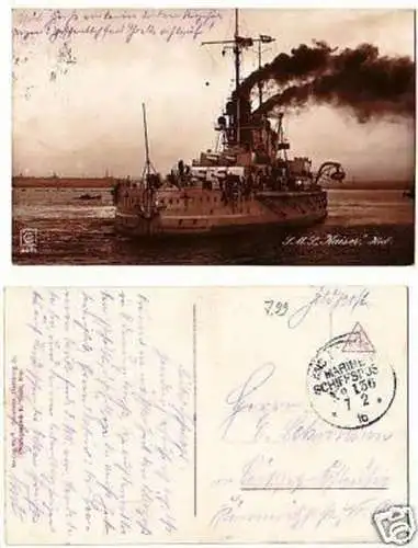 19519 Feldpost-Ak SMS "Kaiser" Heck 1916