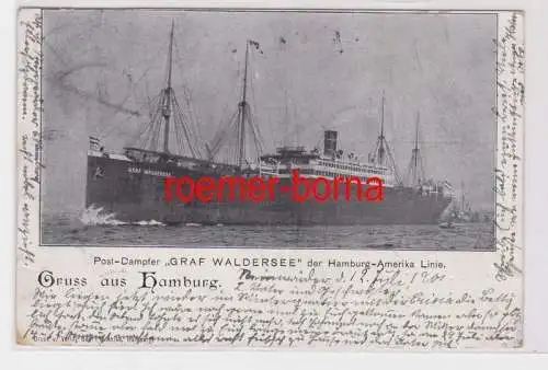 84767 Ak Gruss aus Hamburg Post-Dampfer 'Graf Waldersee' HAPAG 1900