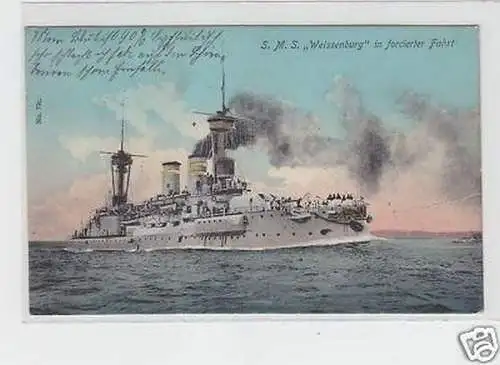 32572 Ak S.M.S. Weissenburg in forcierter Fahrt 1907