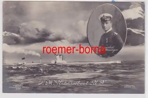 85125 Ak S.M. Unterseeboot 'U9' Kommandant Weddigen um 1915