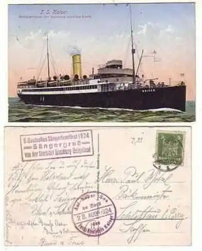 38661 Ak Hamburg Amerika Linie Dampfer Kaiser 1924