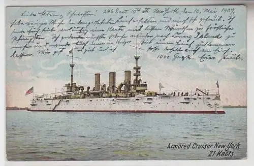 68007 Ak Armored Cruiser New York 21 Knots 1907