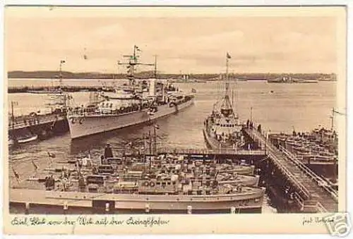 01055 Feldpost Ak Kiel Blick auf den Kriegshafen 1941