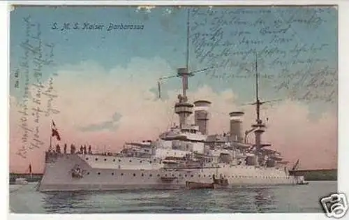 31493 Ak Kriegsschiff S.M.S. "Kaiser Barbarossa" 1909