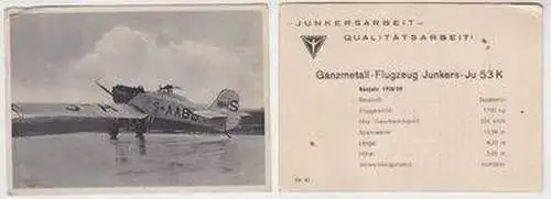 12281 Reklame Karte Junkers Flugzeugwerke Junkers 53 K