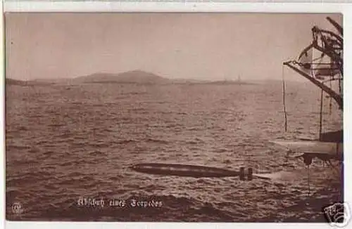 03517 Ak Kriegsschiff Abschuß eines Torpedos um 1915