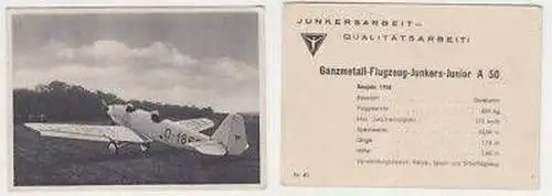 39195 Reklame Karte Junkers Flugzeugwerke Junkers A 50