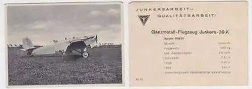 43800 Reklame Karte Junkers Flugzeugwerke Junkers 39 K