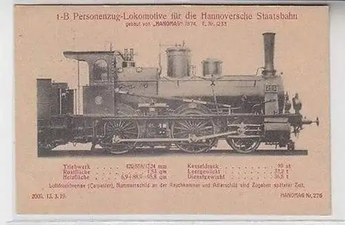 63794 Ak Hanomag Personenzug Lokomotive der Hannoverschen Staatsbahn 1921