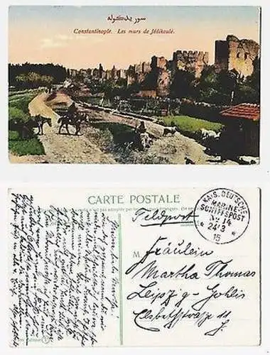 66298 Ak mit Feldpoststempel Türkei MSP Nr.14 SMS General 1915