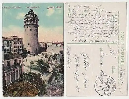 66320 Ak mit Feldpoststempel Türkei MSP Nr.14 SMS General 1915