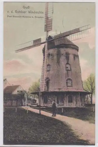 87088 AK Post Stetzsch-Kemnitz b. Dresden - Gruß v. d. Gohliser Windmühle