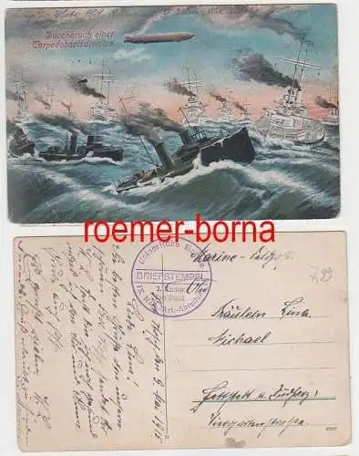 77312 Feldpost Ak Durchbruch einer Torpedobootsdivision 1915 Zeppelin