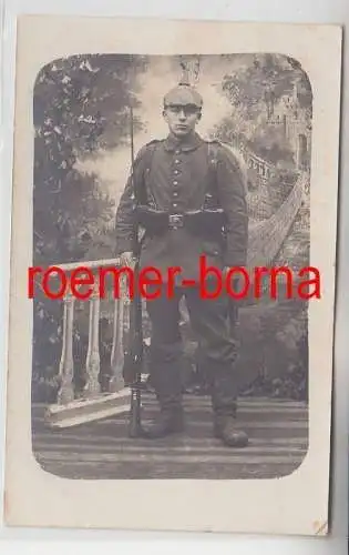 24724 Foto Ak Soldat mit Pickelhaube Infanterie-Regiment Nr.178 Kamenz um 1915