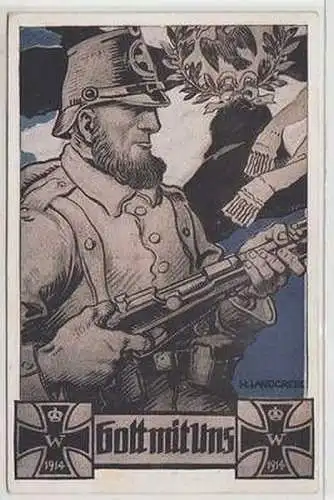 45872 Künstler Ak Soldat Bayern "Gott mit Uns" 1914