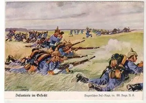 55414 Ak "Infanterie im Gefecht" bayerisches Inf. Regt.14. III. Bayr.A.K.