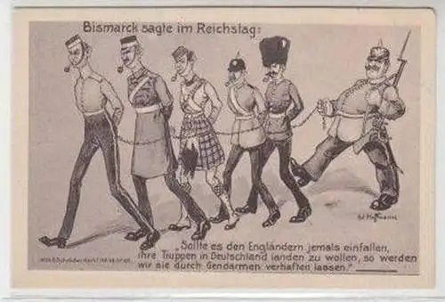 47863 Militär Humor Ak Bismarck über die Engländer 1915