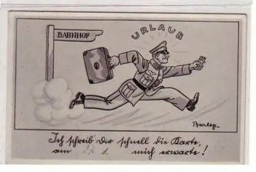 49757 Militär Humor Ak Bahnhof Urlaub 1940