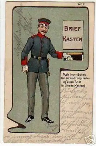 schöne Ak Litho Militär Humor Briefkasten 1909