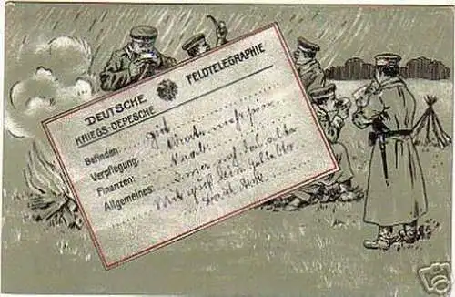 schöne Ak deutsche Kriegs-Depesche Feldtelegraphie 1916