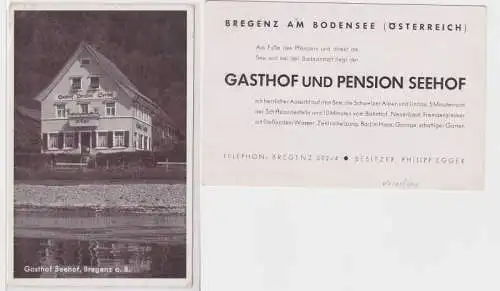 85913 Reklame-Karte Gasthof Pension Seehof Bregenz am Bodensee um 1930