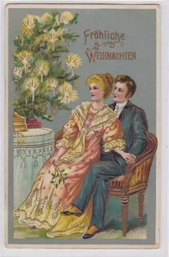 73273 Fröhliche Weihnachten Ak Ehepaar auf Sofa vor Tannenbaum 1911