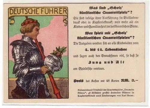 60666 Reklame Ak für das Quartettspiel "Deutsche Führer" um 1930