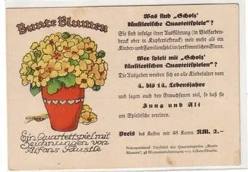 60683 Reklame Ak für das Quartettspiel "Bunte Blumen" um 1930