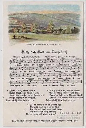 64361 Anton Günther Lied Ak "Grüß dich Gott mei Arzgebirch" um 1920