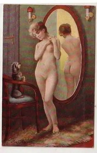 53505 Kunst Ak Erotik "Unschuld" von O.v. Riesen um 1920