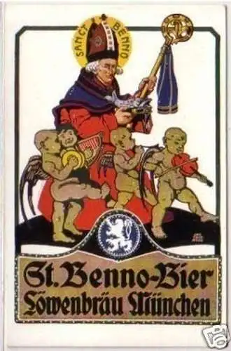 18673 Reklame Ak St. Benno Bier Löwenbräu München 1920