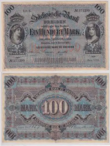 Banknote 100 Mark Sächsische Bank zu Dresden 1911 (152010)