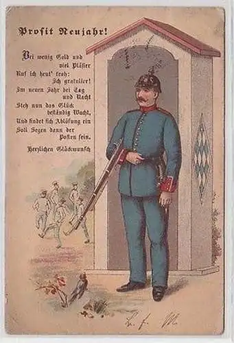 59367 Neujahrs Ak Soldat Wachtposten Bayern 1897