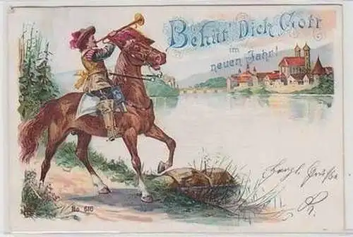 58355 Ak Lithographie "Behüt Dich Gott im neuen Jahr!" 1899