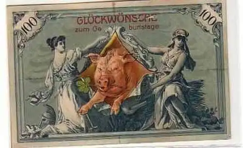 40135 Geldschein Ak Glückwunsch zum Geburtstag 1906