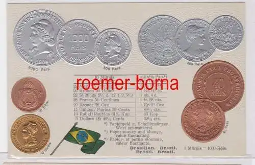 67542 Präge Ak mit Münzabbildungen Brasilien um 1920