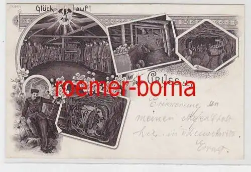 79329 Ak Lithographie Gruss aus dem Bergwerk 'Glück auf!' um 1900