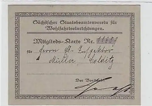 Mitgliedskarte Sächsischer Staatsbeamtenverein um 1930