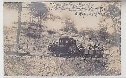 67647 Feldpost Ak Argonnenbahn Postzug Kleinbahn im 1. Weltkrieg