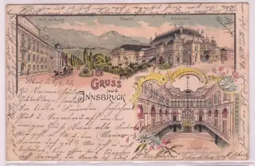 78186 AK Gruss aus Innsbruck Hofburg, Theater und Stadtsäle 1905