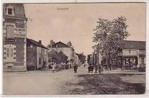 45464 Feldpost Ak Amagne France Straßenansicht 1916