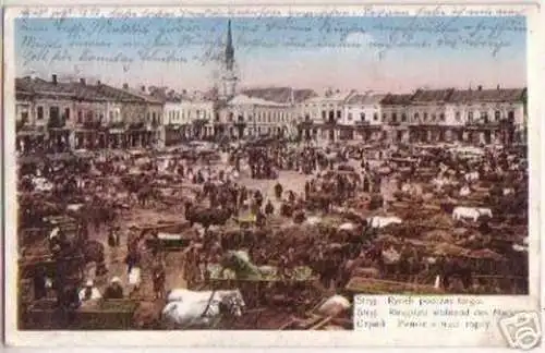 16798 Ak Stryj Ukraine Ringplatz während d.Marktes 1916