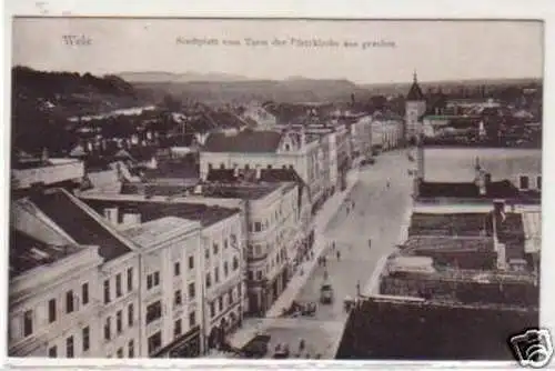 30766 Ak Wels Stadtplatz vom Turm der Pfarrkirche 1914