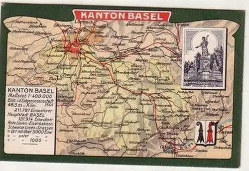 59670 Landkarten Ak Kanton Basel Schweiz um 1910