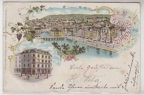 59418 Ak Lithographie Gruss aus Zürich 1900