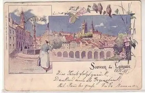 51986 Ak Lithographie Souvenir de Lausanne 1898