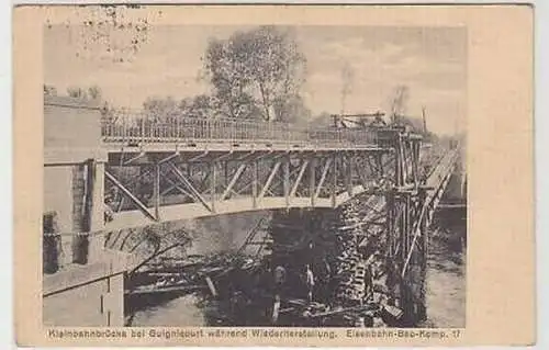 40738 Feldpost Ak Kleinbahnbrücke Gulgnicourt 1915