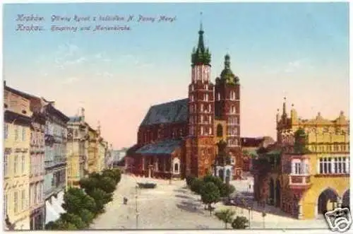 29671 Ak Krakau Hauptring und Marienkirche um 1920